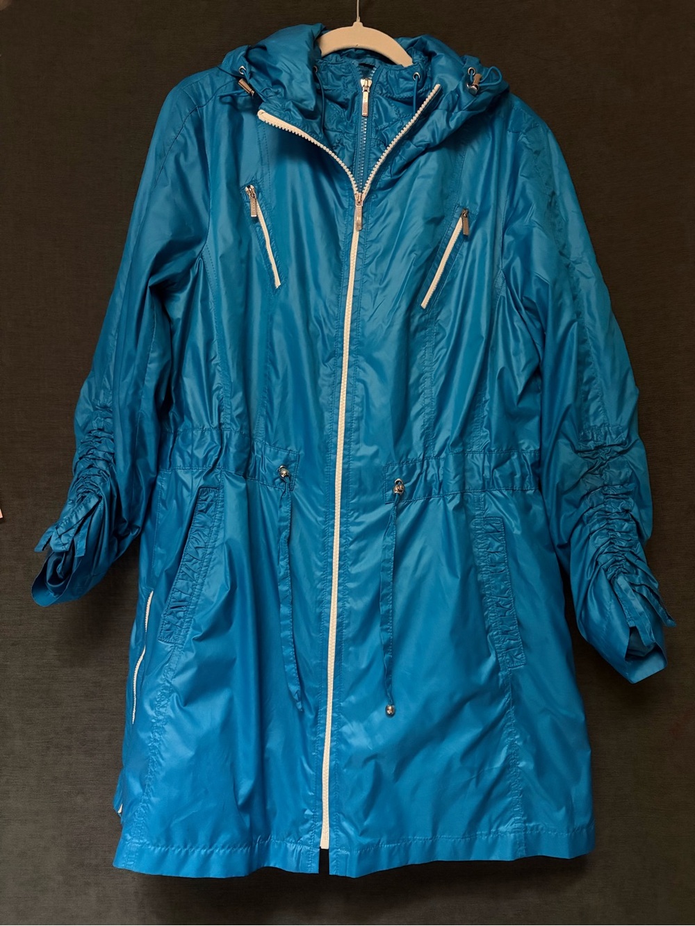 Laundry By Shelli Segal Teal Blue Hooded Trench Coat